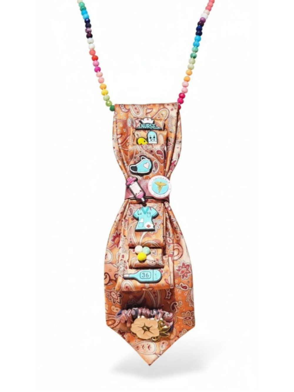 Women's Unbranded Pinkest Orange Multicolor Nurse Themed Tie Necklace